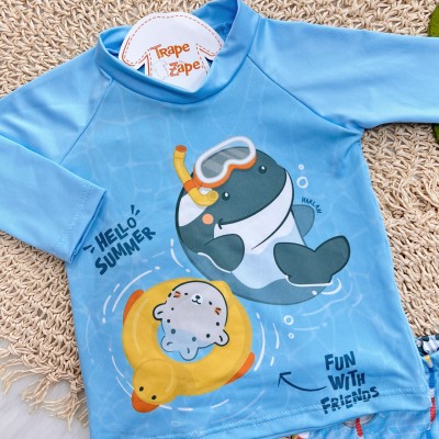 Linha Praia - Blusa Manga Longa com Proteção UV50+ e Sunga - Fun With Friends